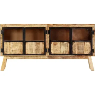 vidaXL Sideboard Braun und Schwarz 160×30×80 cm Raues Mangoholz - Braun