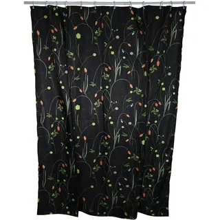 Spirella Schimmel Duschvorhang-Anti-Bakteriell, waschbar, wasserdicht, Polyester, „Contraste“ 180x200cm Schwarz Bunt mit Blumen, Multi-Colored, Sergé 240 X 180 cm