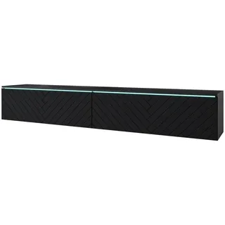 veneti P & B Lowboard 180x30 cm Schwarz Holzwerkstoff