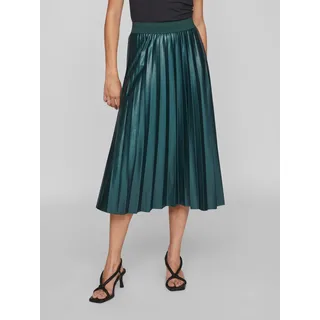 Plisseerock VILA "VINITBAN SKIRT - NOOS", Damen, Gr. S (36), grün (ponderosa pine), Web, Obermaterial: 96% Polyester, 4% Elasthan, unifarben, regular fit knieumspielend, Röcke Plisseerock, Materialmix