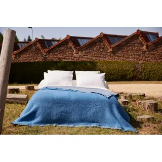 Toison d'or Volta Woolmark Wolldecke, 220 x 240 cm, azurblau