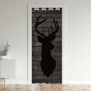 Cute Hirsch Türvorhang 106x203cm für Tür Privatsphäre Hirsch Jagd Dekorative Türvorhang für Tür Privatsphäre Home Dekor Antlers Western Bauernhaus Schwarz Braun Wildtiere Fensterbehandlungen