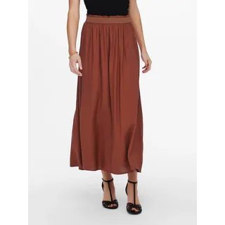 Maxirock ONLY "ONLVENEDIG – Maxilänge mit elastischem Bund für luftigen Komfort", Damen, Gr. XL, henna, Web, Obermaterial: 100% Viskose, unifarben, regular fit wadenlang, Röcke Maxirock, Viskose