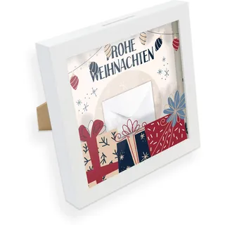 itenga Geldgeschenk I Spardose I Frohe Weihnachten Vintage I Gutschein I Bilderrahmen zum Befüllen I Geschenkverpackung I inkl. Einleger und Mini-Briefumschlag zum Dekorieren
