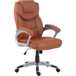 CLP Bürostuhl ergonomisch Texas, Modern drehbar und höhenverstellbar, Kunstleder Farbe hellbraun - Braun