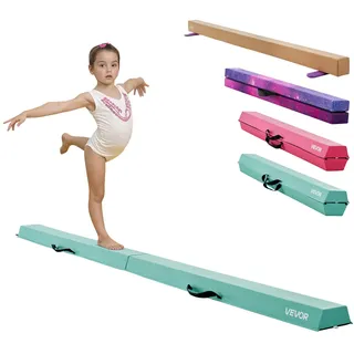 Vevor Schwebebalken Gymnastik Kinder klappbar 2,35 m, 90,7 kg belastbarer Gymnastikbalken mit rutschfesten Unterseiten, Balance Balken Balancierbalken mit Tragetasche für Fitnessstudio, Mintgrün