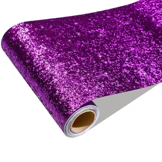 CRE8TIVE Glitzer Tapete Lila Selbstklebende Tapete Bordüre Selbstklebend Vintage Glitzerfolie Selbstklebend Folie für Möbel Klebefolie Küche Badezimmer Wasserfest für Spiegel Treppe 20cm x 200cm