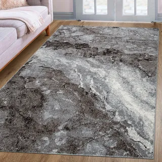 Teppich OTTO HOME "Sonnenhang" Gr. 1, grau, B:60cm H:9mm L:90cm, Kunstfaser, Teppiche, Teppich, mit besonders weichem Flor, Kurzflor, modernes Marmor Design