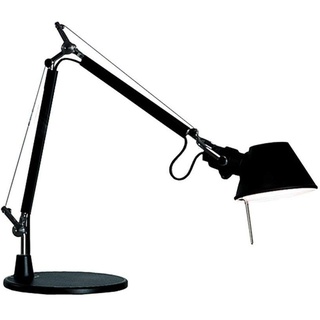 Artemide- Tolomeo Tavolo Micro Tischlampe Schwarz. Hochwertige Tischleuchte aus schwarz lackiertem Aluminium mit Tischfuß ø17cm. Made in Italy, L 45 H 37 - max 73 cm