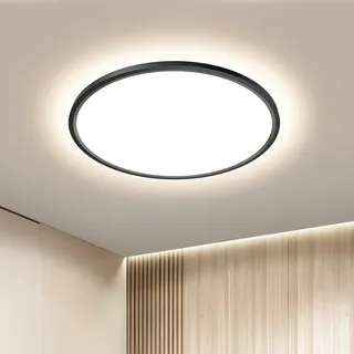 OTREN LED Deckenleuchte 30 cm 36W 3240LM Deckenlampe Schwarz 4000K Neutralweiß IP44 Badezimmer Lampe Decke für Bad Küche Flur & Schlafzimmer