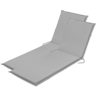 Traumnacht Komfort 2er Set Liegenauflagen Outdoor silber mit abnehmbarem Bezug 190 x 58 x 6 cm, Öko-Tex zertifiziert, produziert nach deutschem Qualitätsstandard