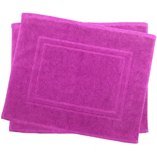 Julie Julsen 2er Pack 50 x 40 cm Badvorleger in Premium Qualität 900 gm2 in aktuellen Farben und 4 Größen aus Baumwolle Badematte Badteppich Duschvorleger Design Doppel Rahmen Pink