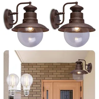 bmf-versand AUßENWANDLAMPE RETRO 2er SET WANDLAMPE LED AUßENLAMPE ROST 139974905