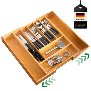 bremermann Besteckkasten, Bambus , Braun , Holz , 50x5x44.7 cm , Küchenzubehör, Küchenhelfer, Besteckeinsätze