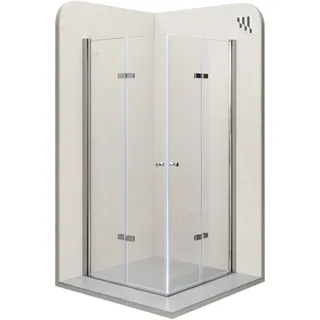 i-flair Duschkabine EMMA mit Falttüren 85x100 cm Höhe: 190cm, Eckduschkabine Falttürkabine aus durchsichtigem 6mm NANO ESG Sicherheitsglas - DK99