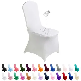 SuperO wasserdichte Stuhlhusse, Spandex, 25 Stück, Esszimmerstuhlbezüge, wasserdichte Stuhlhussen, Stretch-Stuhlhussen für Party, Bankett, Hochzeit, Veranstaltung (weiß)