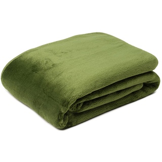 Gözze - Premium Cashmere-Feeling Wohn- und Kuscheldecke, 500 g/m2, 220 x 240 cm - Dunkelgrün