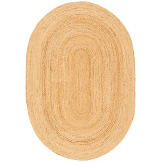 Pergamon Naturfaser Teppich Jute Salsa Natur Uni , Beige , Textil , Oval , 200x300 cm , Teppiche & Böden, Teppiche, Naturteppiche