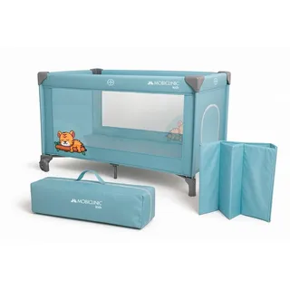 Mobiclinic Mobiclinic®, Reisebett, Tragetasche, 2 in 1, Ultrakompakt faltbar, Herausnehmbare matratze, Mofli, Bis zu 15kg, Atmungsaktives gewebe, Seiteneingang mit reißverschluss, Baby laufstall (himmelblau)