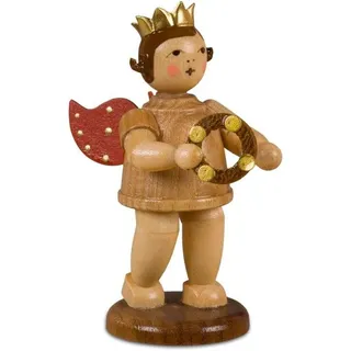 Weihnachtsfiguren Engel und Schellenring natur Höhe 6,5cm NEU Schellenkranz