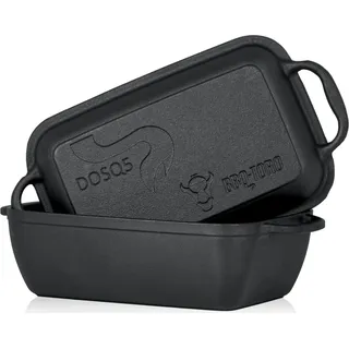 BBQ-Toro Gusseiserner Bräter mit Deckel 4,5 Liter | 2in1 Gusseisenpfanne + Schmortopf, Gussbräter - Schwarz