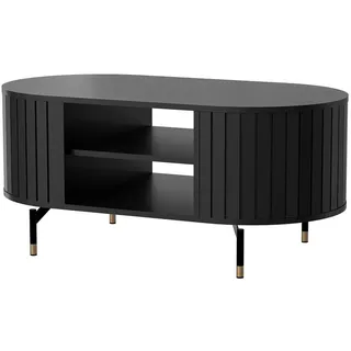 Beautysofa Couchtisch Zalia mit Ablagefächern für Wohnzimmer, im Retro-Stil, Schwarz , Holzwerkstoff , 104x47x56 cm , Wohnzimmer, Wohnzimmertische, Couchtische