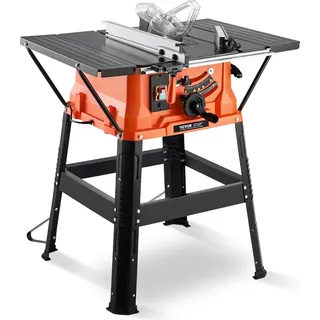 Vevor Tischkreissäge mit Ständer, 254 mm, 1800 W Baukreissäge, 200 mm max. Schnittkapazität, 4800 U/min Schnittgeschwindigkeit, mit 24-Zahn-Sägeblatt, Gehrungssäge für Holzbearbeitung und Möbelbau