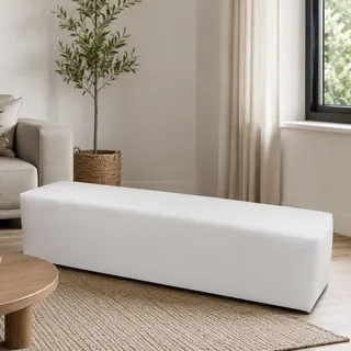 Talamo Italia - Pouf Abra, Mehrzwecksessel, Sitzsack, Hockerhocker, Made in Italy, 180x40 h42 cm, Weiß