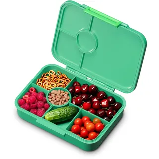 schmatzfatz Bento-Box für Kinder - BPA-frei, Auslaufsicher, 4-6 Fächer, Modular, Spülmaschinenfest, Brotdose für Kindergarten, Vesperbox, Snackbox, Dunkelgrüner Dschungel, 20,8 x 4,5 x 15 cm