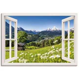 Artland Wandbild »Fensterblick Bayerischen Alpen«, Berge, (1 St.), als Alubild, Leinwandbild, Wandaufkleber oder Poster in versch. Größen, weiß