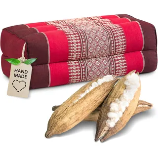 livasia Block Yogakissen eckig - 17x34x12cm - Meditationskissen mit Kapok, Stützkissen Bolster rechteckig, Yoga Pilates Zubehör Nackenkissen, Thaikissen fest handgefertigt
