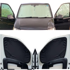 Fensterrollo-Set Kombatibel Mit VW Caddy (2004-2020)(Frontset) Rückenfarbe in Schwarz, Reversibel und Thermisch