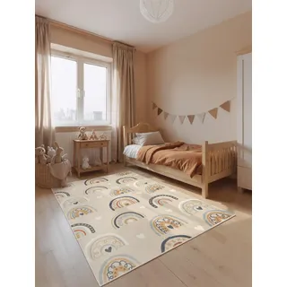 Hanse Home Adventures Kinderteppich Bowie - Kinderzimmerteppich Regenbogen, Herz Motive, Bogen, Spielteppich Bunt, Junge, Mädchen, Teppich Kinderzimmer, Wohnzimmer - Beige Mulitfarben, 160x235 cm