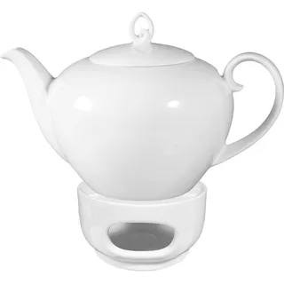SELTMANN WEIDEN "Teekanne mit Stövchen Rondo/Liane 1,1 Liter 2er Set weiß", weiß, B:2cm H:2cm, Kannen, Teekanne, Spülmaschinenfest, Mikrowellensicher, Ofenfest,