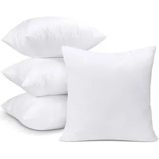 Unyqoos® 4er-Set Luxus-Kissenfüllungen 45 x 45 cm Weiß – Sofakissen & Dekokissen für Sofa und Schlafzimmer, silikonisierte Faserfüllung, vakuumverpackt - Weiß