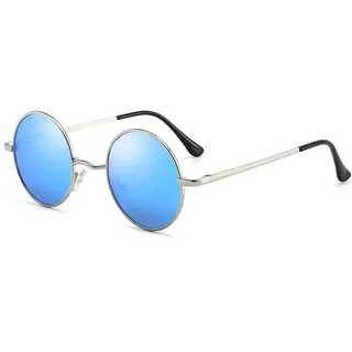Sonnenbrille Herren Damen Polarisiert UV400, Runde Metall Rahme Klassische Retro Brille