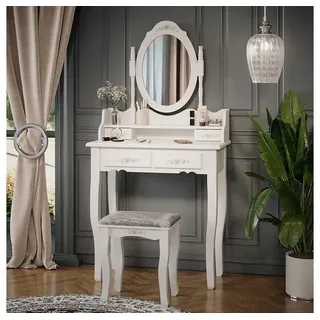 Vicco Schminktisch Vicco Meghan Weiß 75 cm mit Hocker, Model 39601 - Weiß