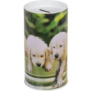 Spardose für Kinder Welpen, Hunde und Katzen - Original Spardose mit Deckel für Kinder, die auch als Stiftehalter verwendet werden kann (Welpen)