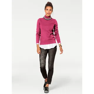 Rollkragenpullover "Rollkragen-Pullover", Damen, Gr. 42, pink, 100% Baumwolle, LINEA TESINI BY HEINE, unifarben, Pullover Rollkragenpullover