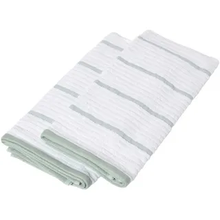 Homescapes Küchenhandtuch 2er-Set, 100% Baumwolle gestreift , Grün , Textil , Gestreift , 50x70 cm , Heimtextilien, Geschirrtücher & Schürzen, Geschirrtücher