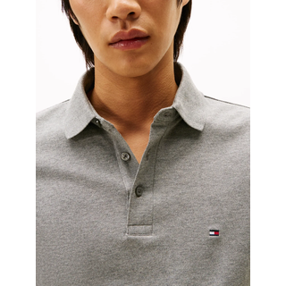 Langarm-Poloshirt TOMMY HILFIGER "1985 SLIM LS POLO", Herren, Gr. L, medium grau heather, Obermaterial: 96% Baumwolle, 4% Elasthan, Shirts Langarm-Poloshirt