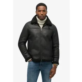 Superdry für Herren. M5012141A Faux Shearling Aviator Jacke schwarz (XXL), Lässig, Polyester