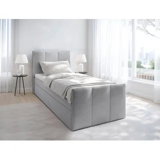 AX LIVING Levente Boxbett mit Bettkasten 100x200 graues Boxspringbett - Grau