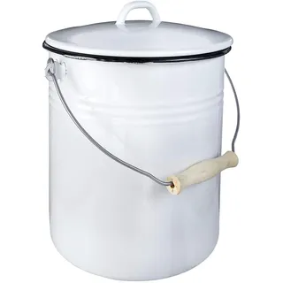 Krüger Emaille Mülleimer 10 l Weiß