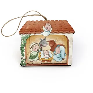 Mopec NW6400 Set mit 6 Magneten mit Anhänger Geburt aus Holz mit unseren Figuren Pit & Pita®, 8,5 x 7 cm.
