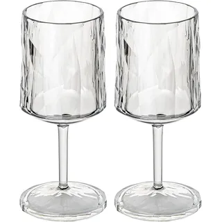 koziol Superglas Club No. 21, 2 Stück, 250 ml, Weinglas mit Stiel aus kristallklarem Kunststoff, luxuriös, unzerbrechlich, wiederverwendbar, Party, Camping, 2er Set