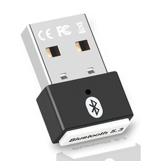 Bluetooth Adapter 5.3, USB Bluetooth Dongle 328ft/100m/s, 5.3+EDR Wireless Senderempfänger für Desktop Laptop PC Plug & Play Kompatibel mit Windows 11/10/8.1/7