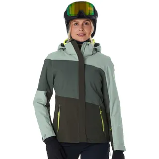 KILLTEC Damen Ksw 67 Wmn Jckt Skijacke/Funktionsjacke Mit Abzippbarer Kapuze Und Schneefang, Grün/grau, 42