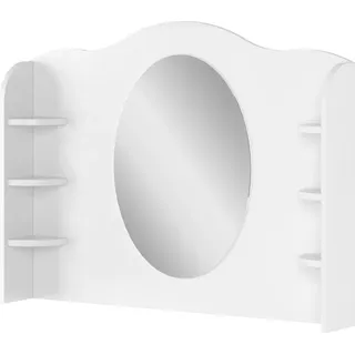 Furniture24 Aufsatz Spiegel Luna LN6 Alpinweiß Mädchenzimmer Kinderzimmer - Weiß