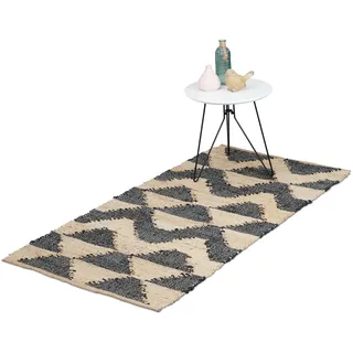 Relaxdays Zick-Zack Muster Teppichläufer 70 x 140 cm Beige/Schwarz
